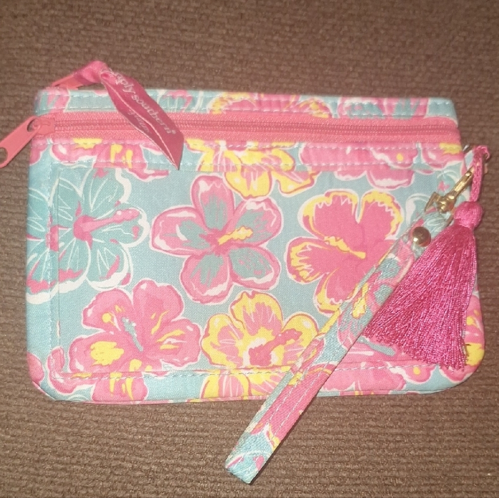 Simply Southern Floral Wristlet with Pink and Yellow Accents